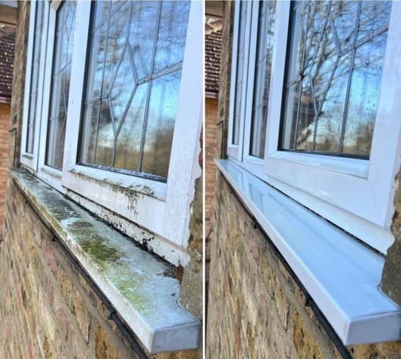 Detail cleaning of window sills
