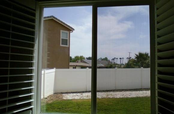 Sliding glass door after cleaning, viewed from inside