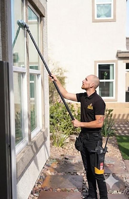 Pole-fed exterior window cleaning at a San Jose home