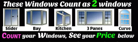 Triple-pane, sliding door, bay, garden, and curved windows count as 2